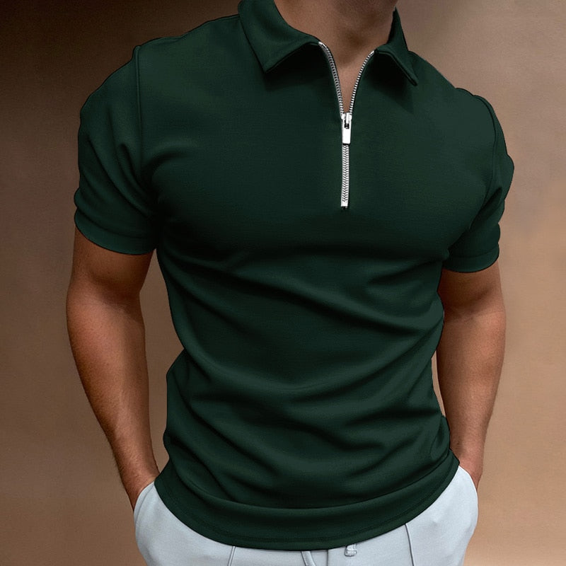 Zip-Up Polo Shirt