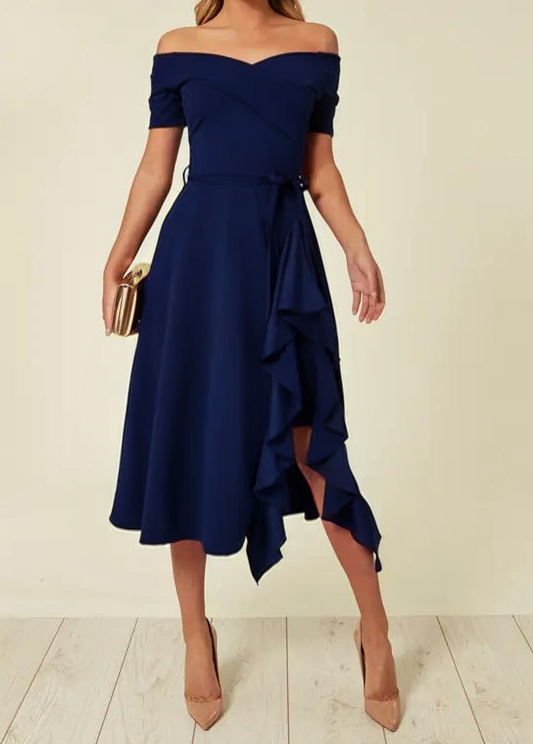 Celestine - Off-Shoulder Ruffle Jurk Voor Dames - Klassiek & Elegant