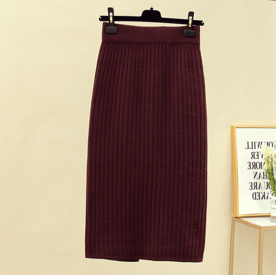 Michaela - Ribgebreide Midi Rok voor Dames - Cozy & Stijlvol