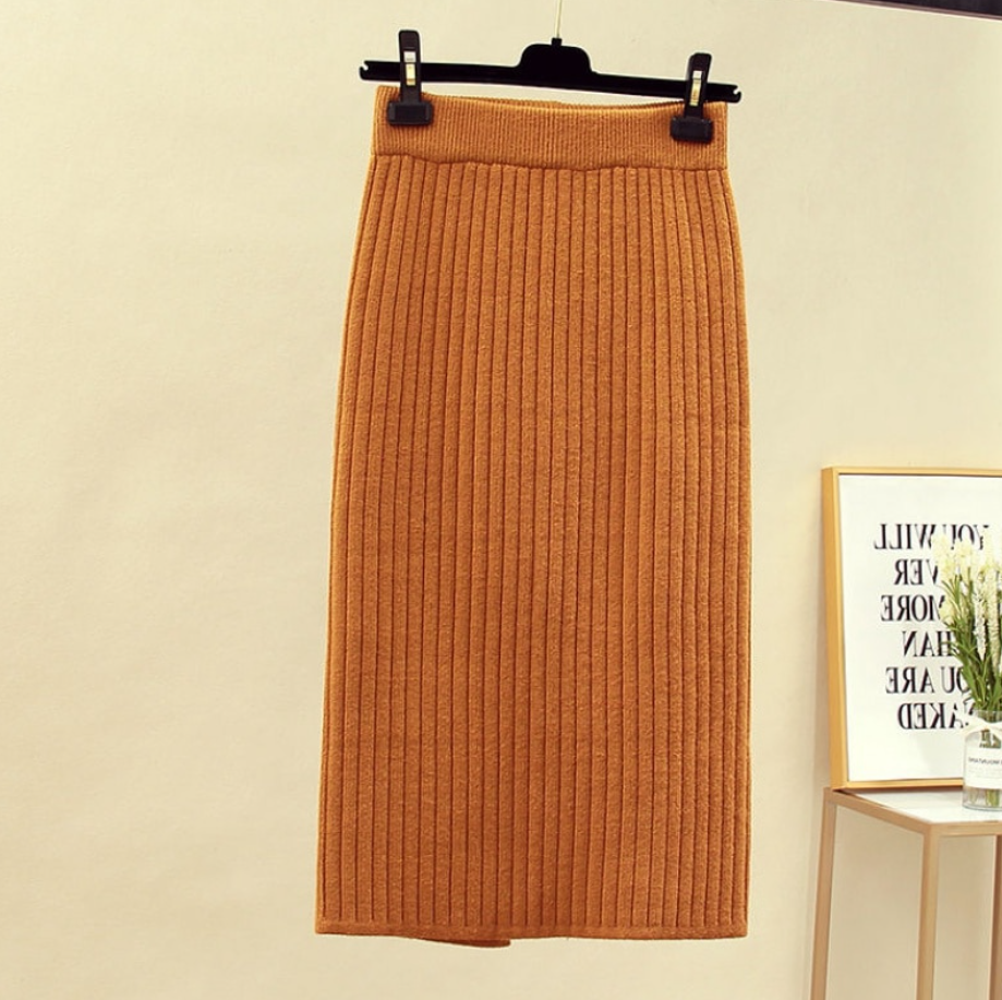 Michaela - Ribgebreide Midi Rok voor Dames - Cozy & Stijlvol