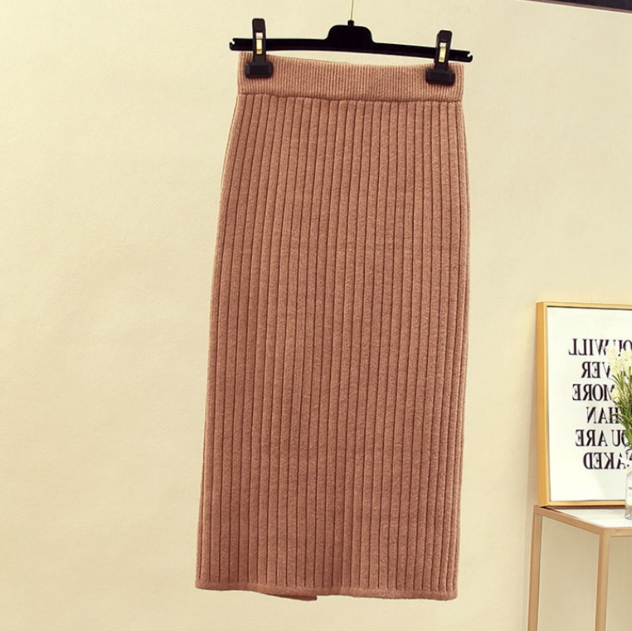 Michaela - Ribgebreide Midi Rok voor Dames - Cozy & Stijlvol