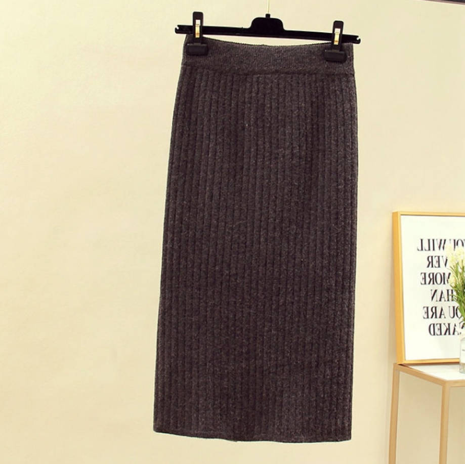 Michaela - Ribgebreide Midi Rok voor Dames - Cozy & Stijlvol