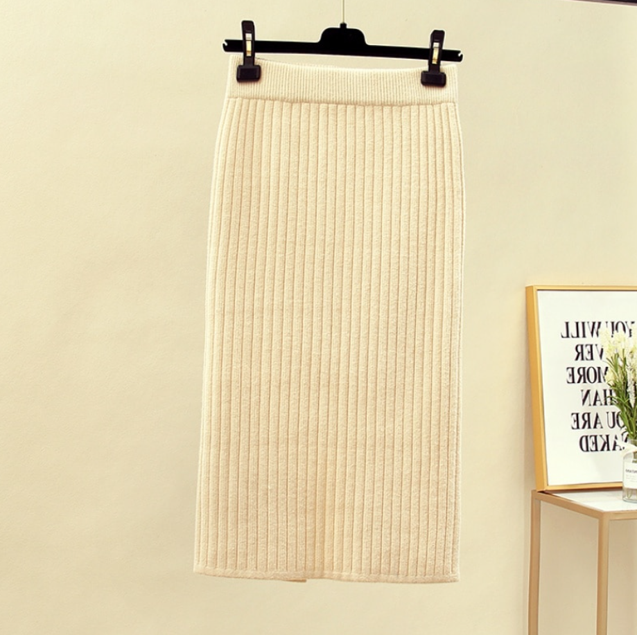 Michaela - Ribgebreide Midi Rok voor Dames - Cozy & Stijlvol
