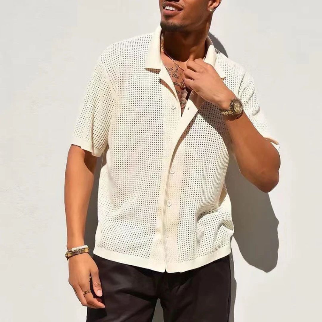 Casual Opengeweven Knoopsluiting Shirt