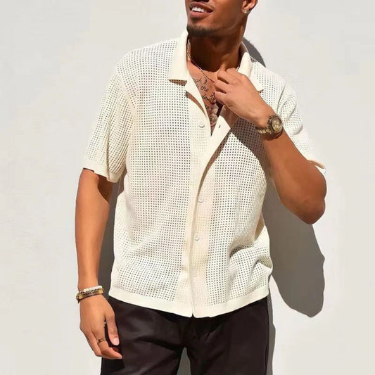 Casual Opengeweven Knoopsluiting Shirt