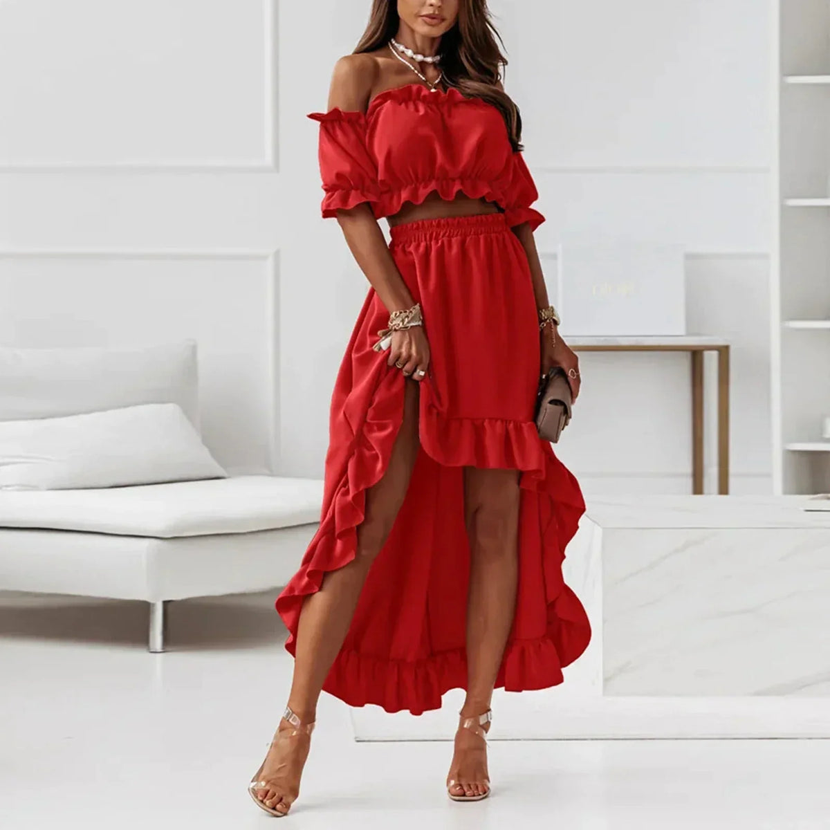 Makayla - Ruffled Twee-Delige Set voor Dames - Gedurfd & Flowy
