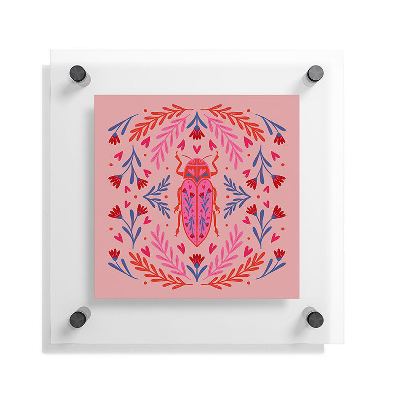 Angela Minca Lovebug pink and red Floating Acrylic Print