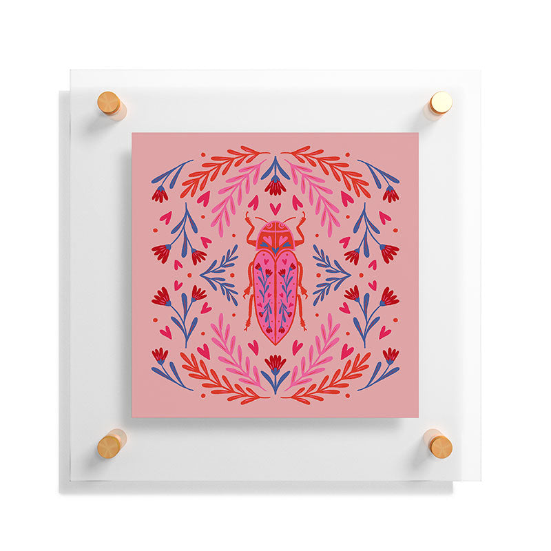 Angela Minca Lovebug pink and red Floating Acrylic Print