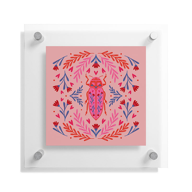 Angela Minca Lovebug pink and red Floating Acrylic Print