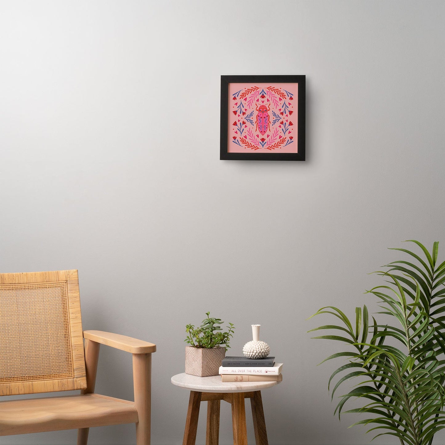 Angela Minca Lovebug pink and red Framed Wall Art