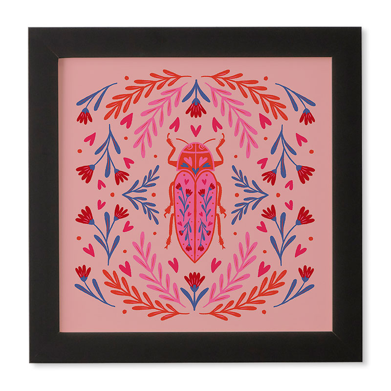 Angela Minca Lovebug pink and red Framed Wall Art