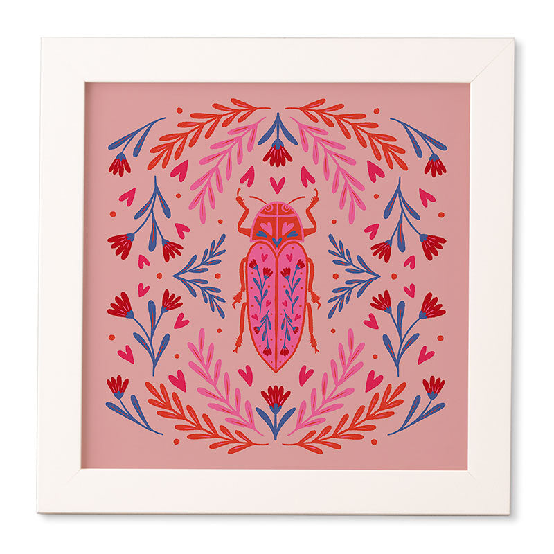 Angela Minca Lovebug pink and red Framed Wall Art