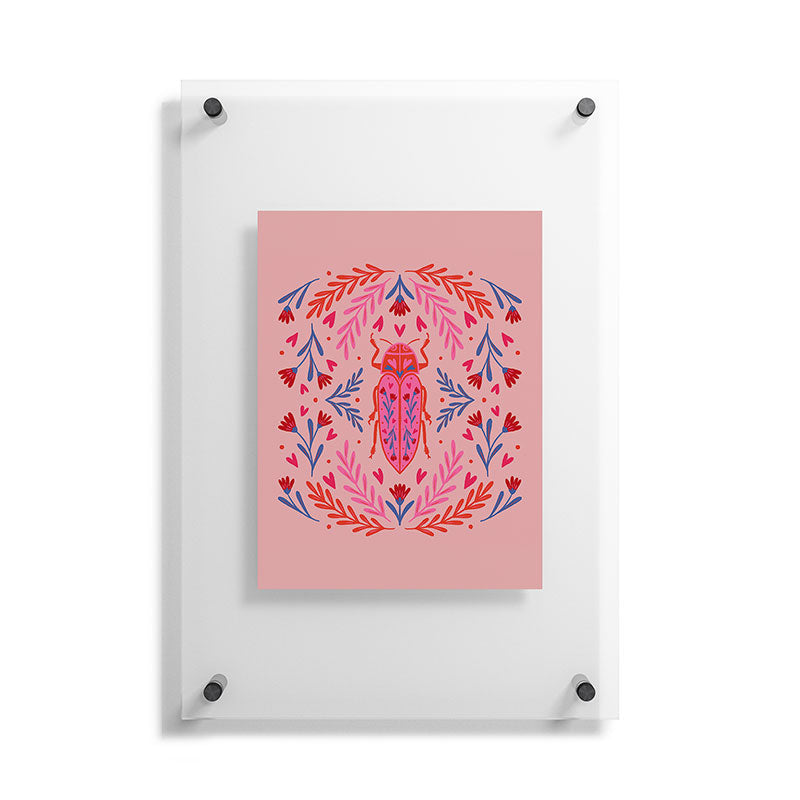 Angela Minca Lovebug pink and red Floating Acrylic Print