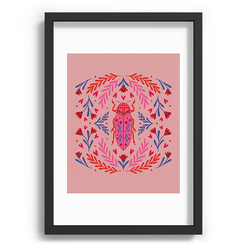 Angela Minca Lovebug pink and red Recessed Framing Rectangle