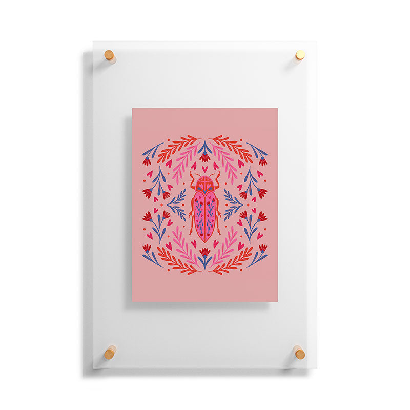 Angela Minca Lovebug pink and red Floating Acrylic Print