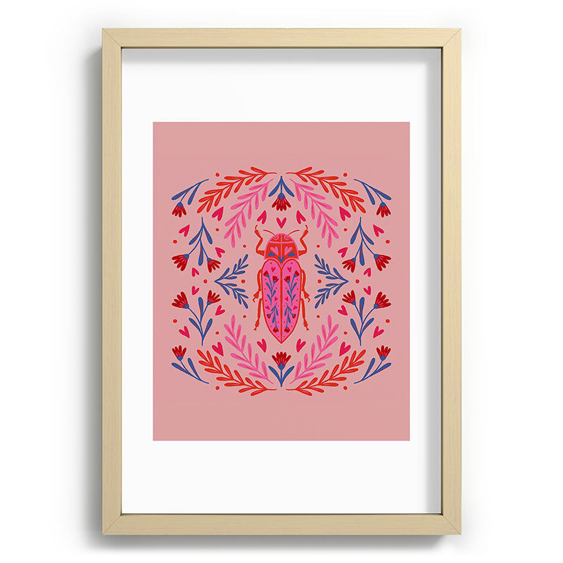 Angela Minca Lovebug pink and red Recessed Framing Rectangle
