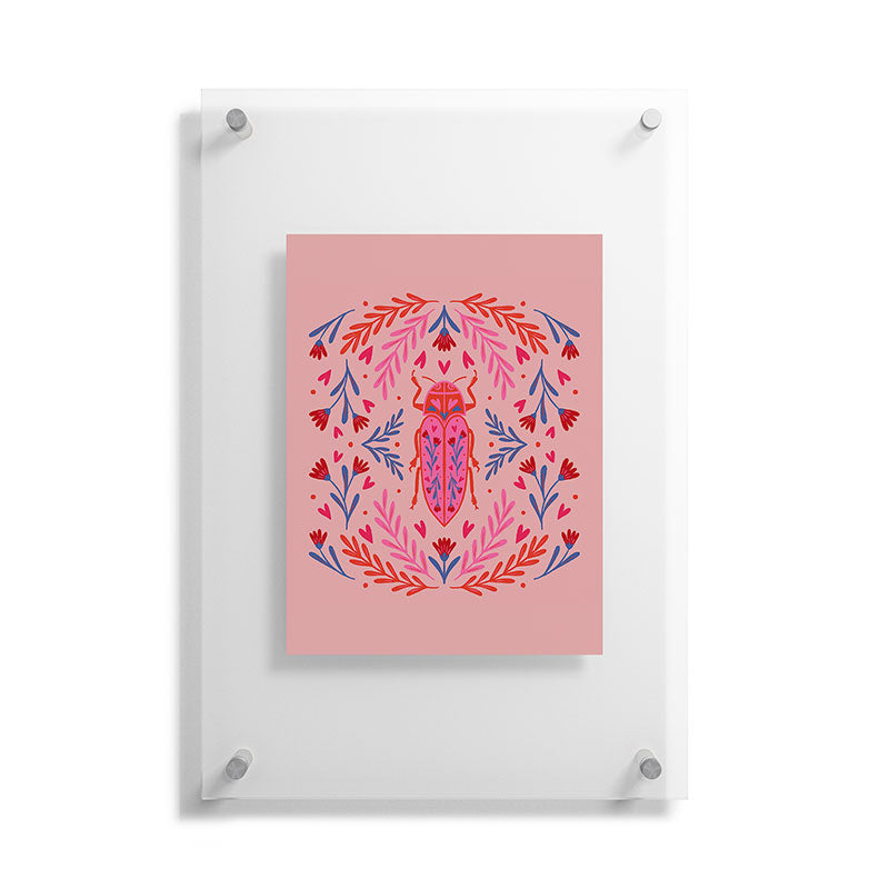 Angela Minca Lovebug pink and red Floating Acrylic Print