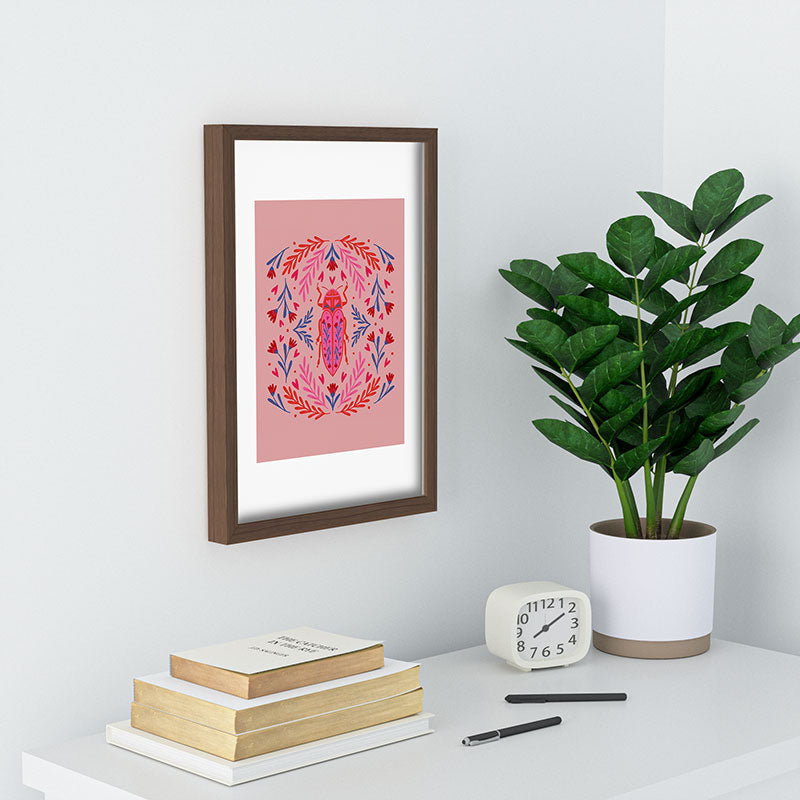 Angela Minca Lovebug pink and red Recessed Framing Rectangle