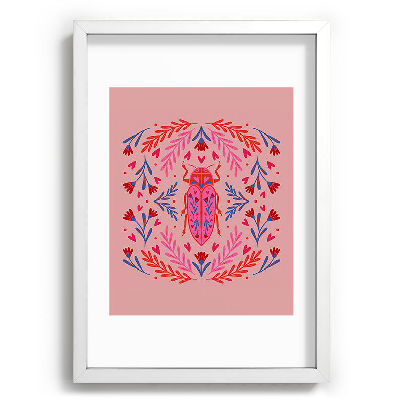 Angela Minca Lovebug pink and red Recessed Framing Rectangle