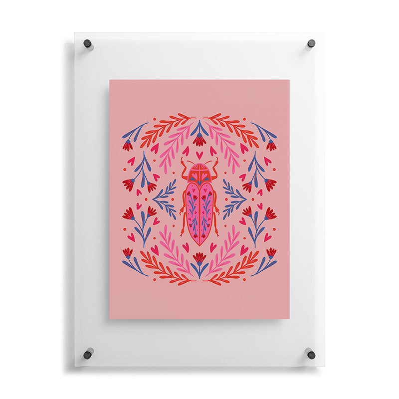Angela Minca Lovebug pink and red Floating Acrylic Print