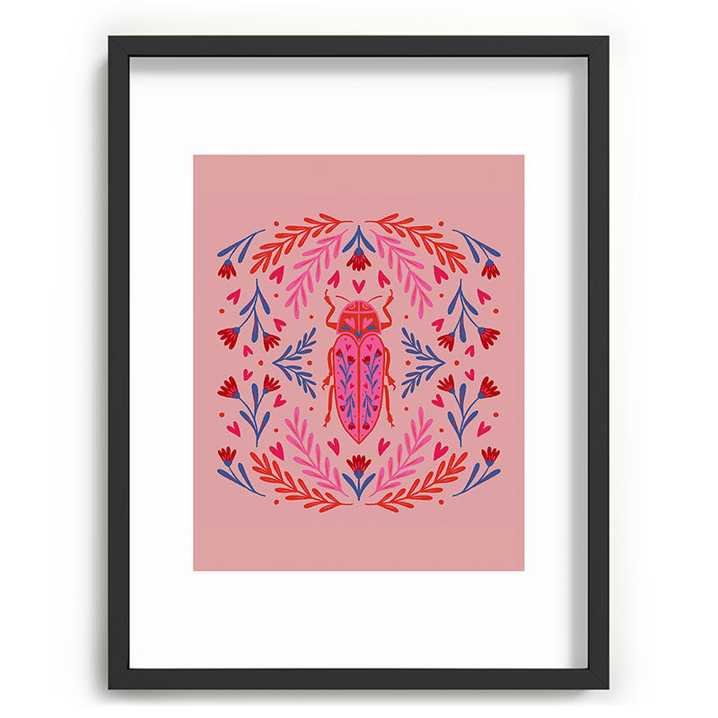 Angela Minca Lovebug pink and red Recessed Framing Rectangle