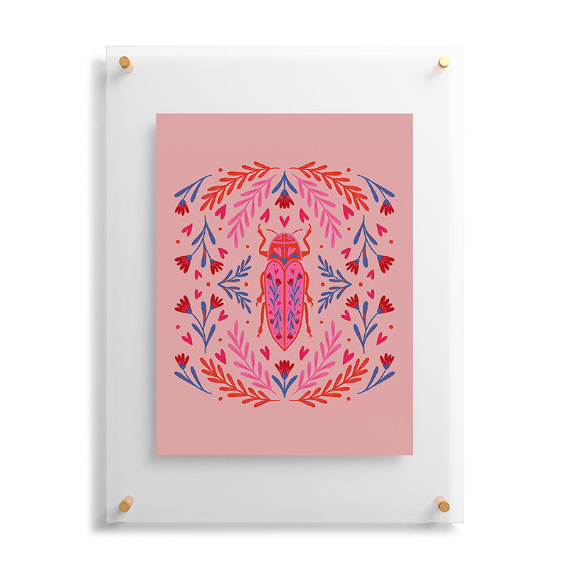 Angela Minca Lovebug pink and red Floating Acrylic Print
