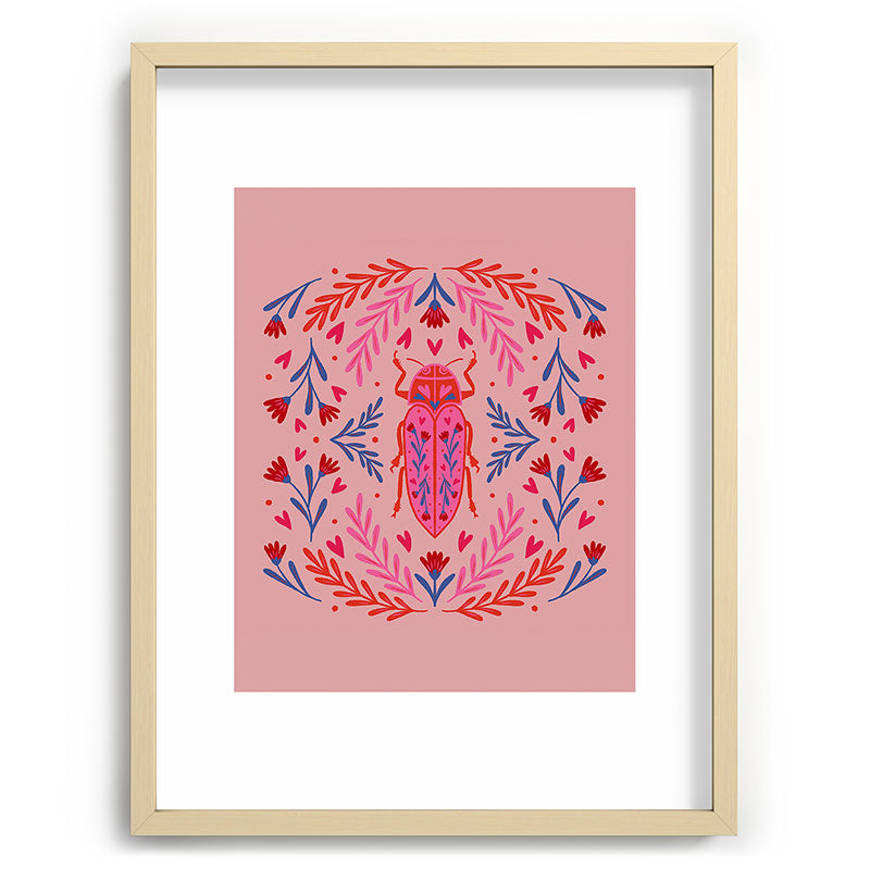 Angela Minca Lovebug pink and red Recessed Framing Rectangle