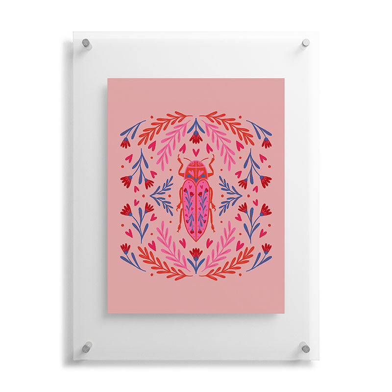 Angela Minca Lovebug pink and red Floating Acrylic Print