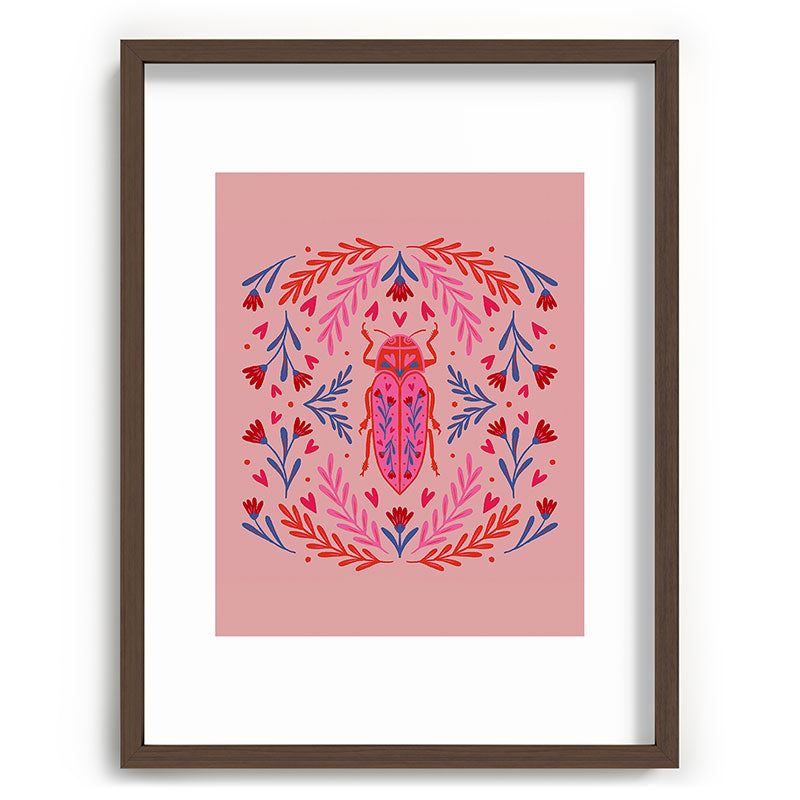 Angela Minca Lovebug pink and red Recessed Framing Rectangle
