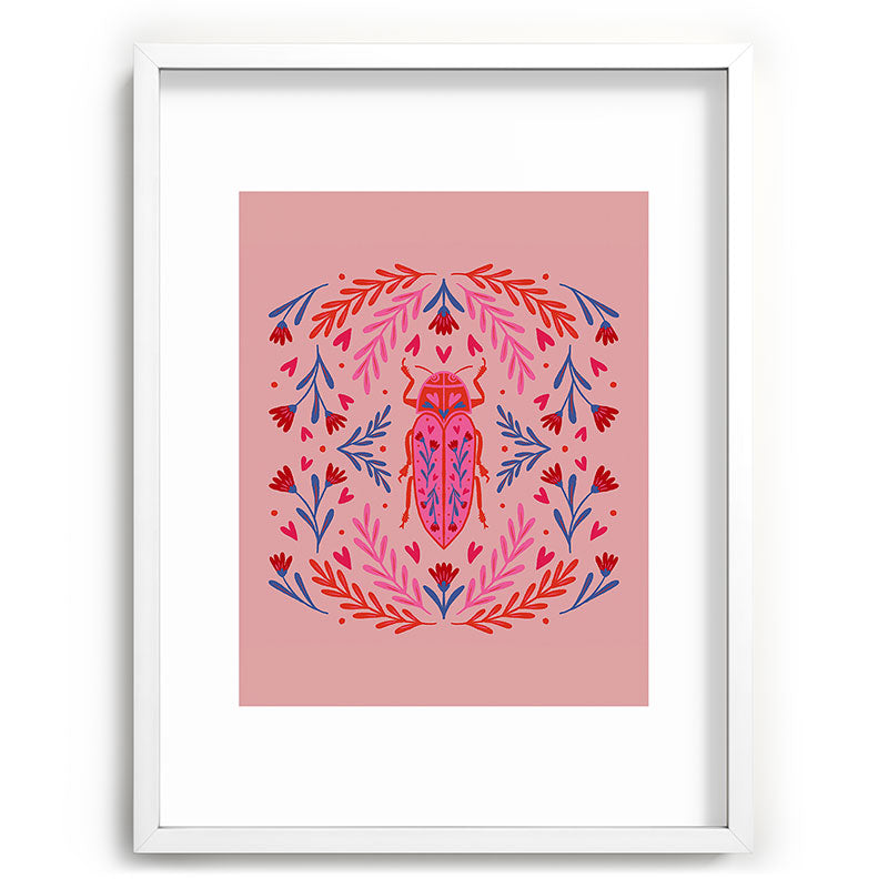 Angela Minca Lovebug pink and red Recessed Framing Rectangle