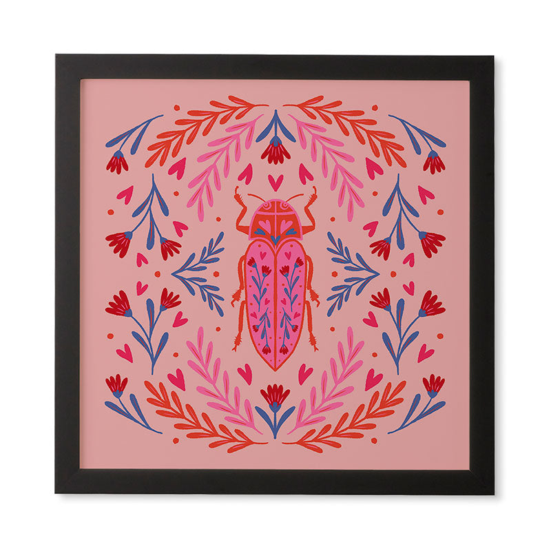 Angela Minca Lovebug pink and red Framed Wall Art