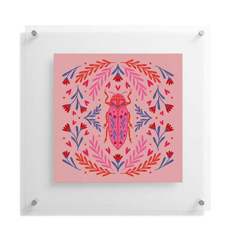 Angela Minca Lovebug pink and red Floating Acrylic Print