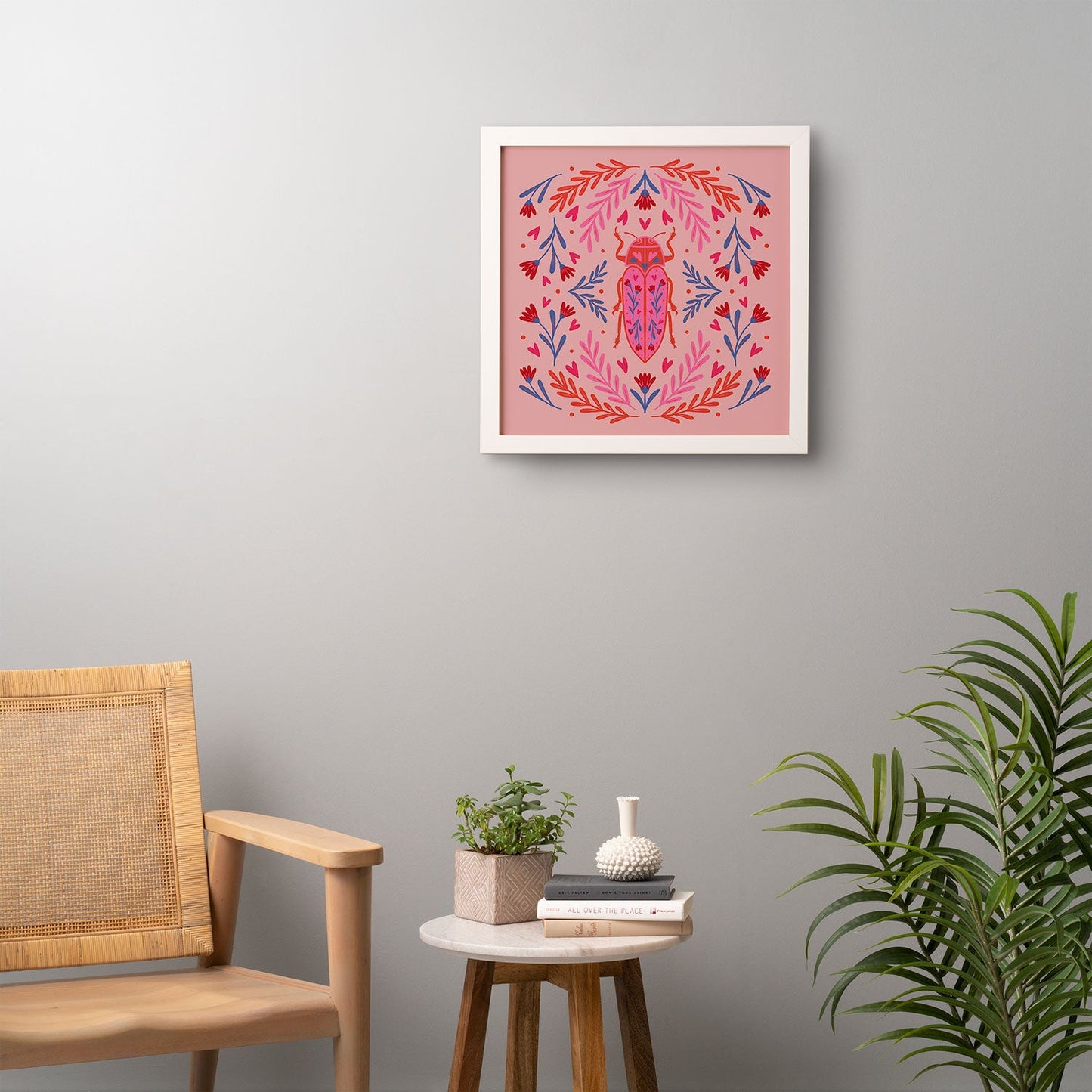 Angela Minca Lovebug pink and red Framed Wall Art