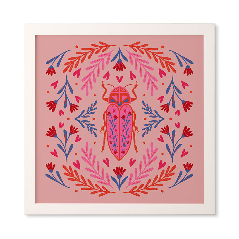 Angela Minca Lovebug pink and red Framed Wall Art
