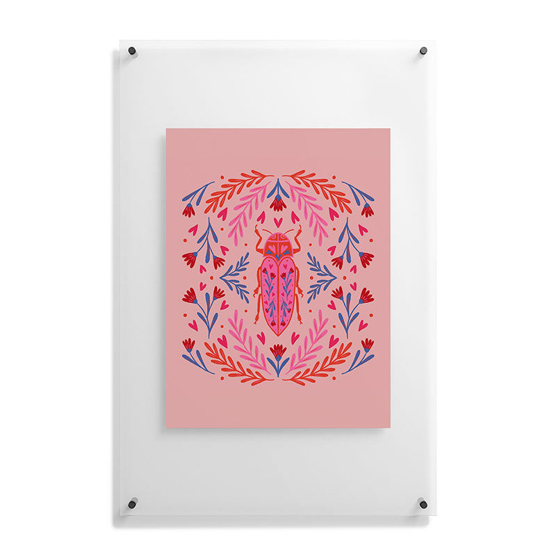 Angela Minca Lovebug pink and red Floating Acrylic Print
