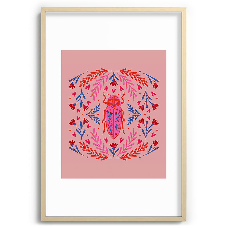 Angela Minca Lovebug pink and red Recessed Framing Rectangle