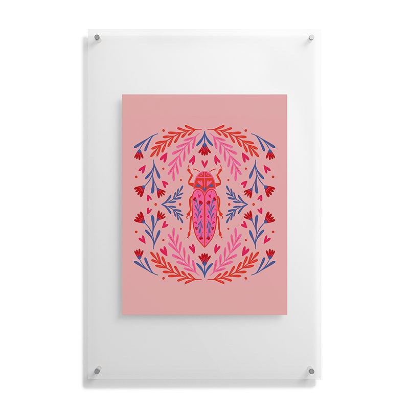 Angela Minca Lovebug pink and red Floating Acrylic Print