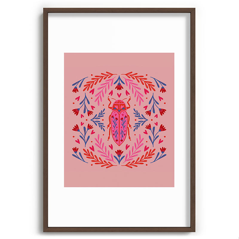 Angela Minca Lovebug pink and red Recessed Framing Rectangle