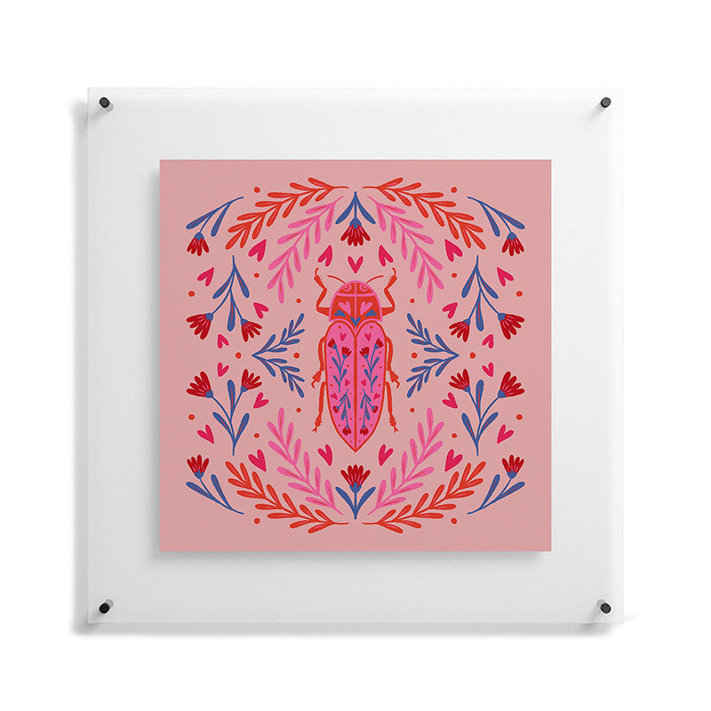 Angela Minca Lovebug pink and red Floating Acrylic Print