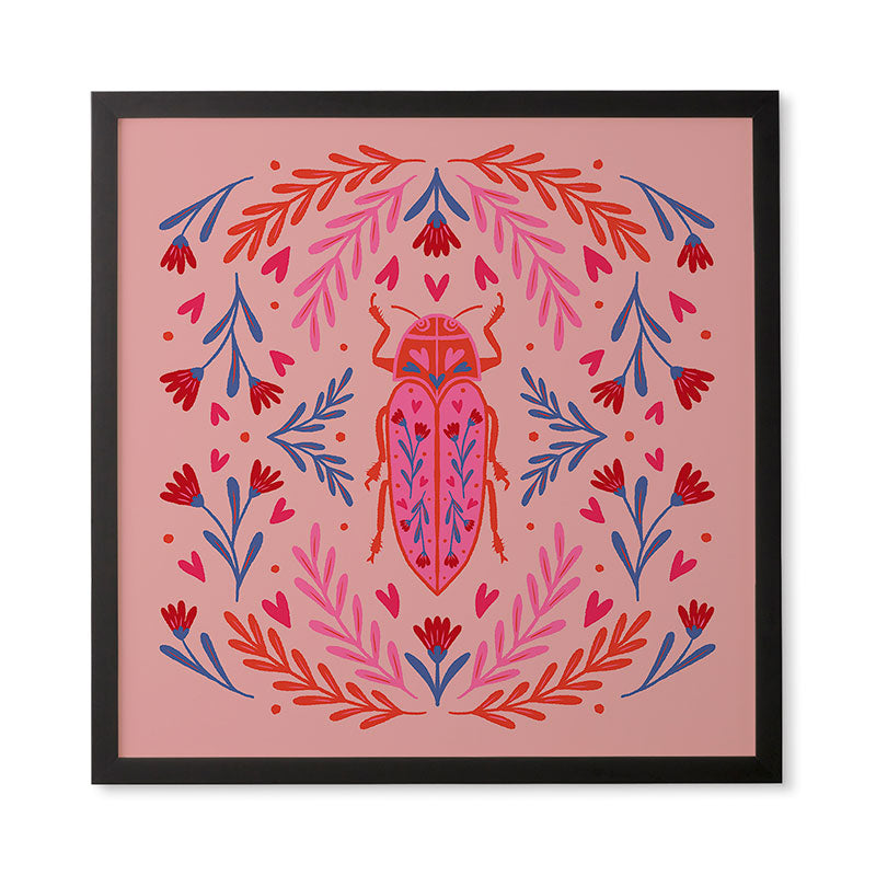 Angela Minca Lovebug pink and red Framed Wall Art