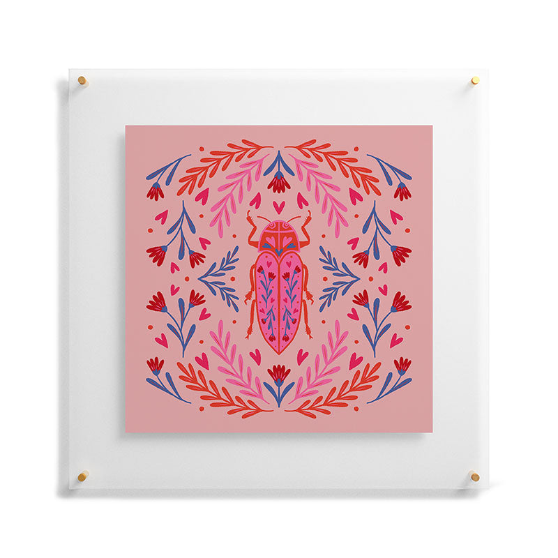 Angela Minca Lovebug pink and red Floating Acrylic Print