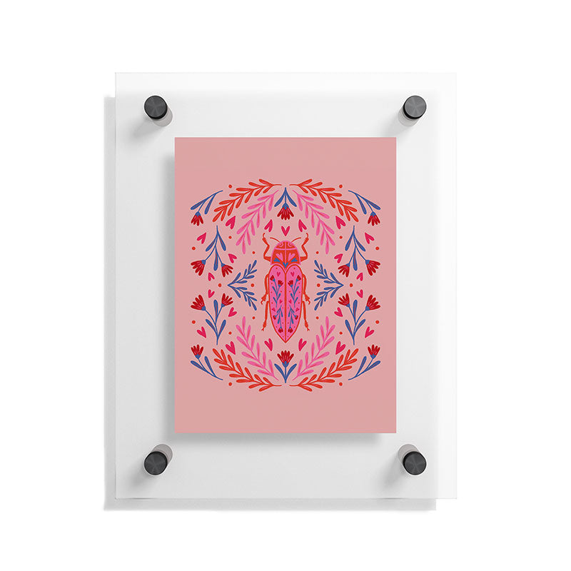 Angela Minca Lovebug pink and red Floating Acrylic Print