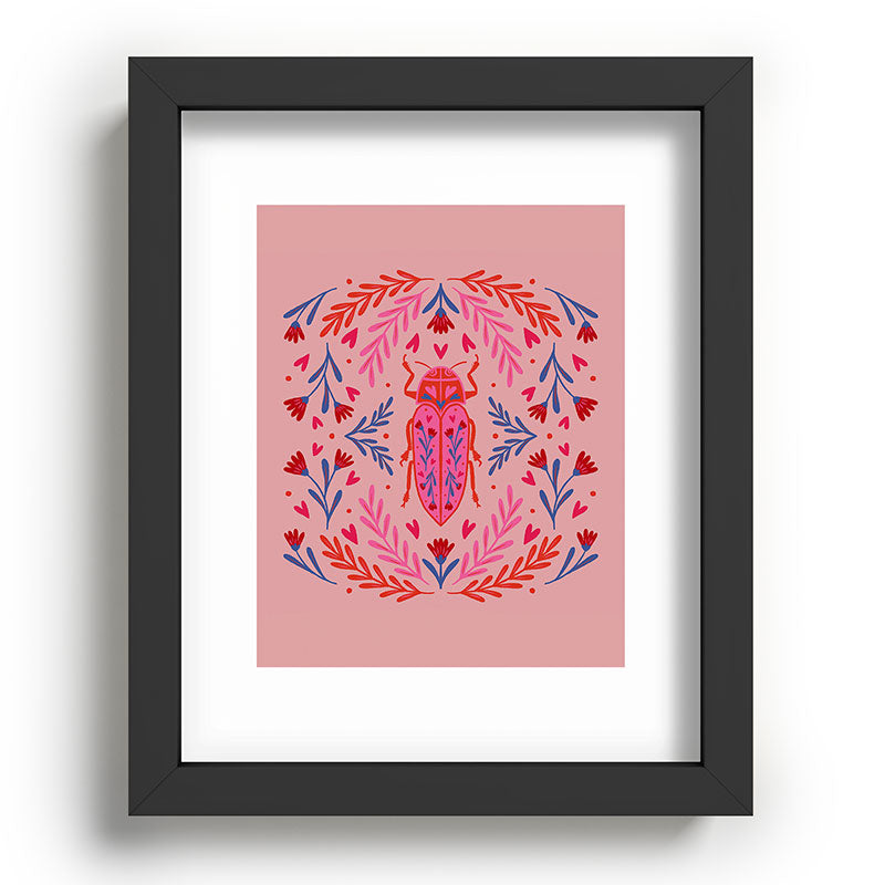 Angela Minca Lovebug pink and red Recessed Framing Rectangle