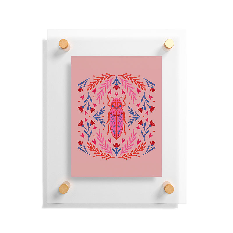 Angela Minca Lovebug pink and red Floating Acrylic Print