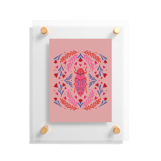Angela Minca Lovebug pink and red Floating Acrylic Print