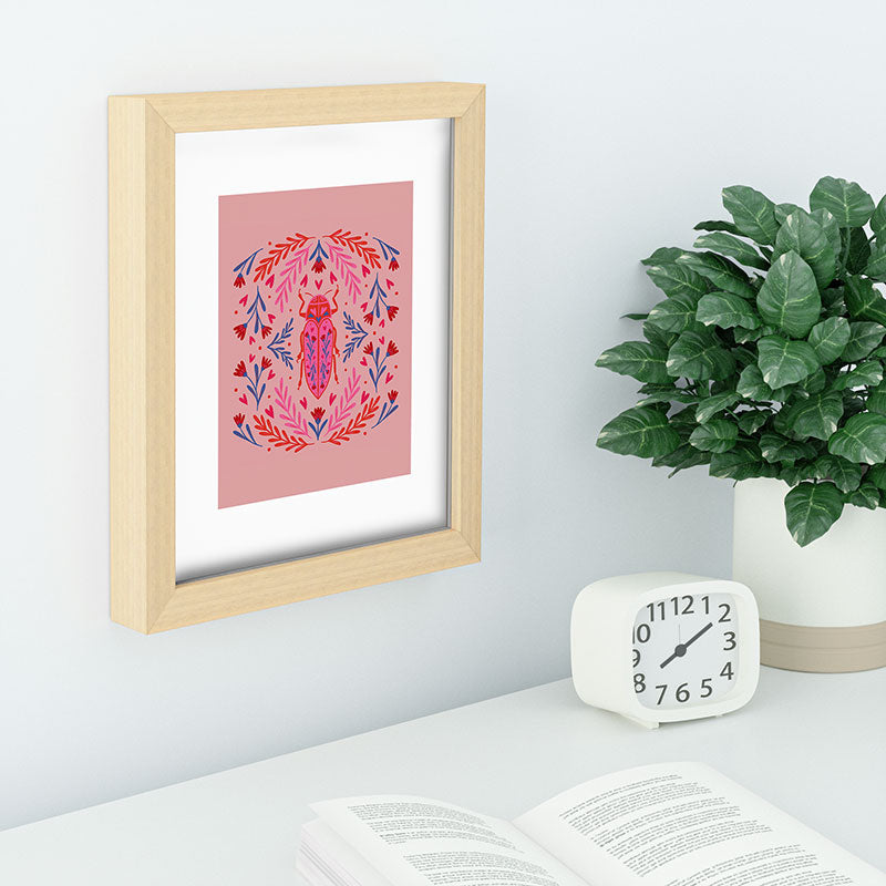 Angela Minca Lovebug pink and red Recessed Framing Rectangle