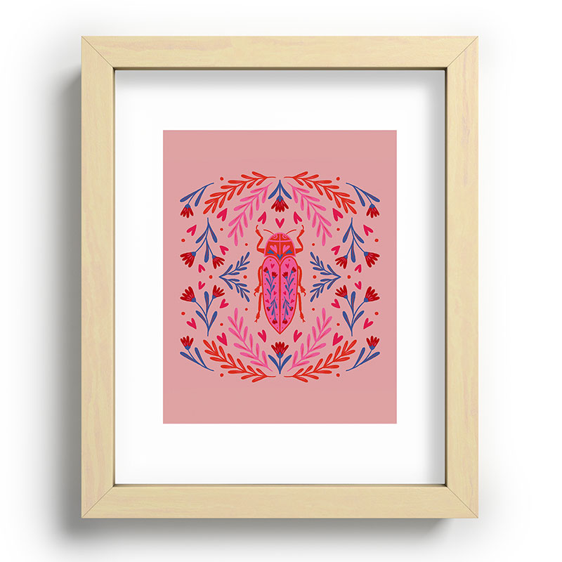 Angela Minca Lovebug pink and red Recessed Framing Rectangle