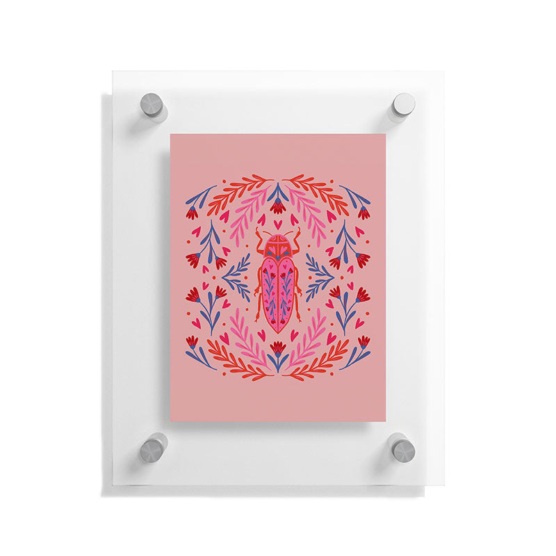 Angela Minca Lovebug pink and red Floating Acrylic Print