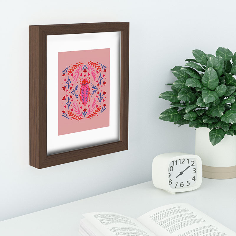 Angela Minca Lovebug pink and red Recessed Framing Rectangle