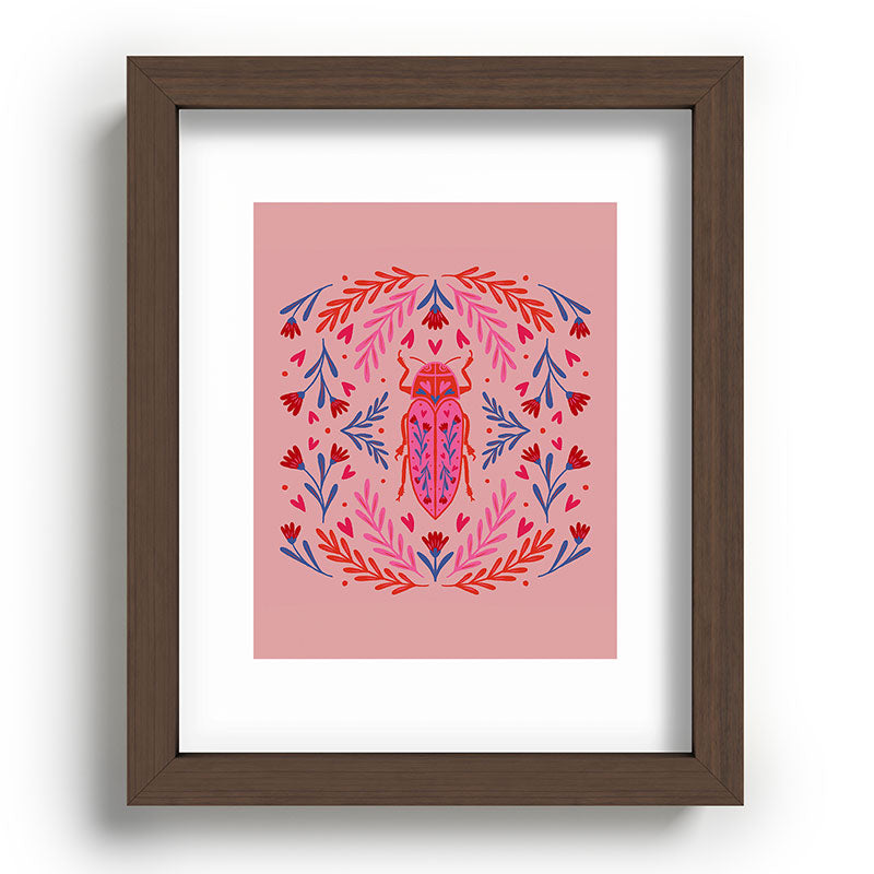 Angela Minca Lovebug pink and red Recessed Framing Rectangle